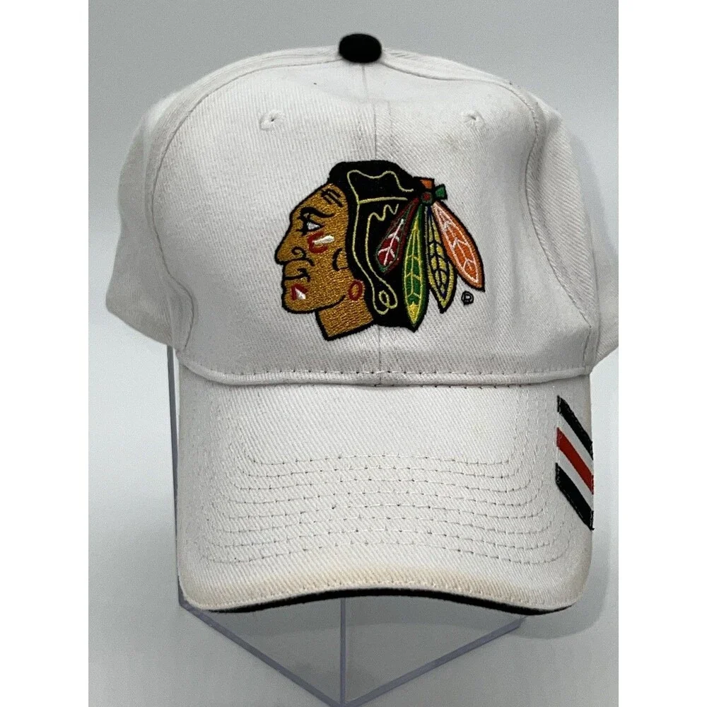 Chicago Blackhawks Hockey AT&T Kick 10 White Cotton Baseball Style Trucker Cap